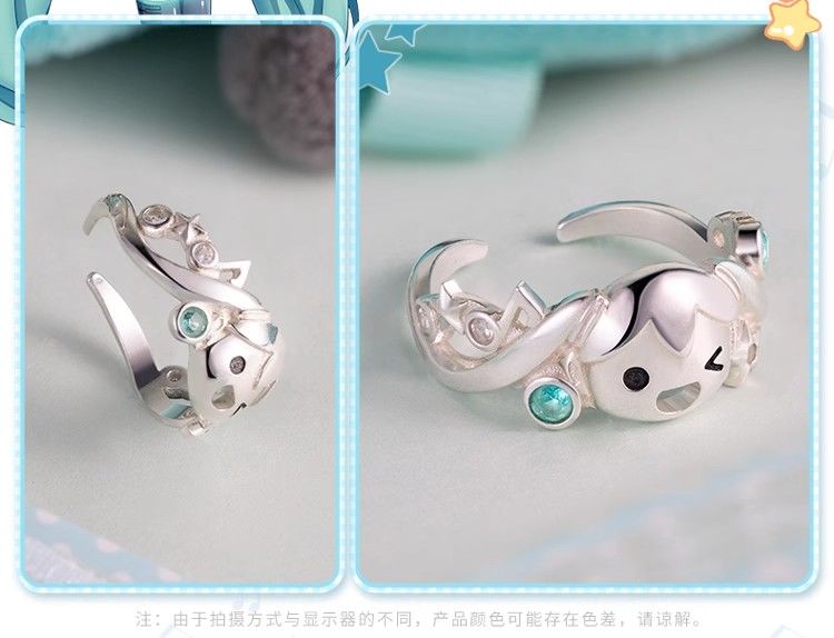 Hatsune Miku Featured Adjustable Silver Ring