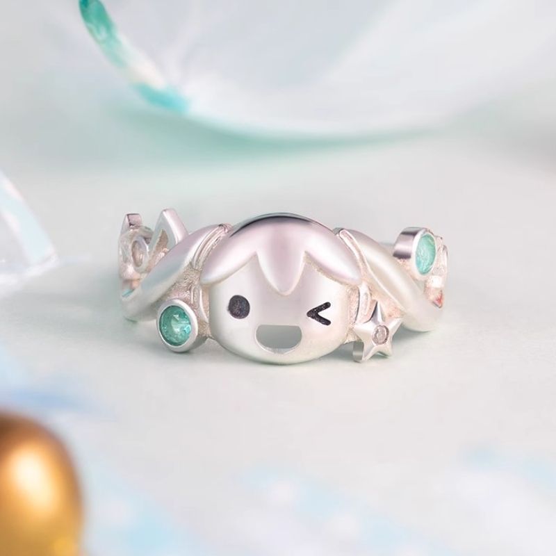 Hatsune Miku Featured Adjustable Silver Ring