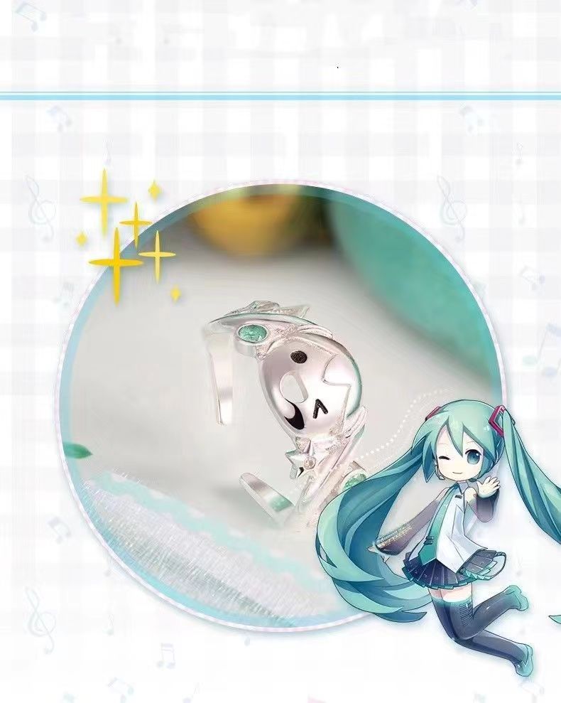 Hatsune Miku Featured Adjustable Silver Ring