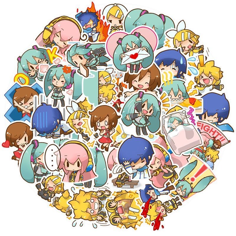 50 PCS Vocaloid Cute DIY Decorative Waterproof Stickers