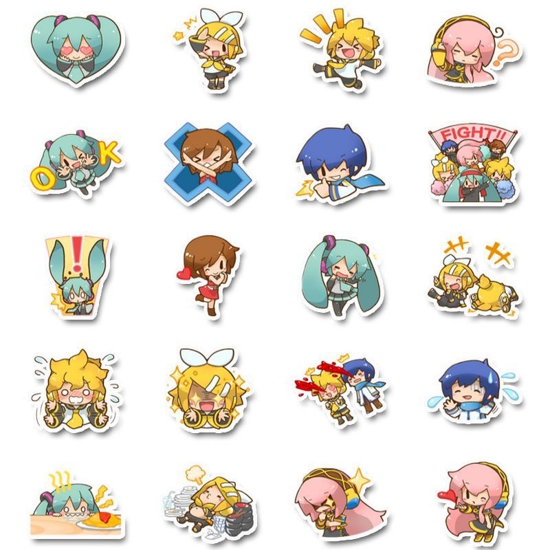 50 PCS Vocaloid Cute DIY Decorative Waterproof Stickers