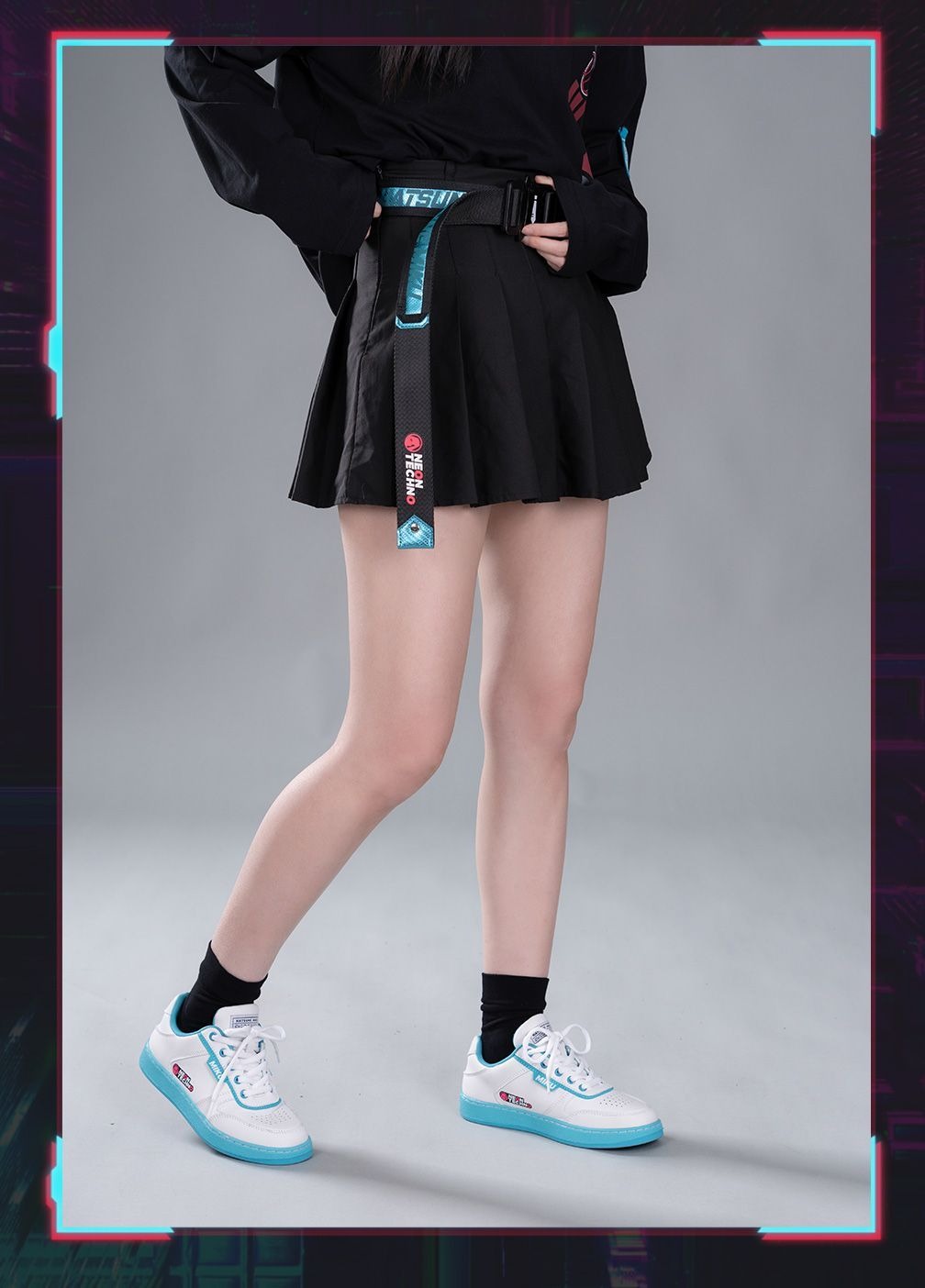 Moeyu Hatsune Miku Neon-Electronic Style Techwear-Inspired Unisex Canvas Belt