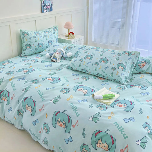 Hatsune Miku Cute Cotton Bed Sheets Set