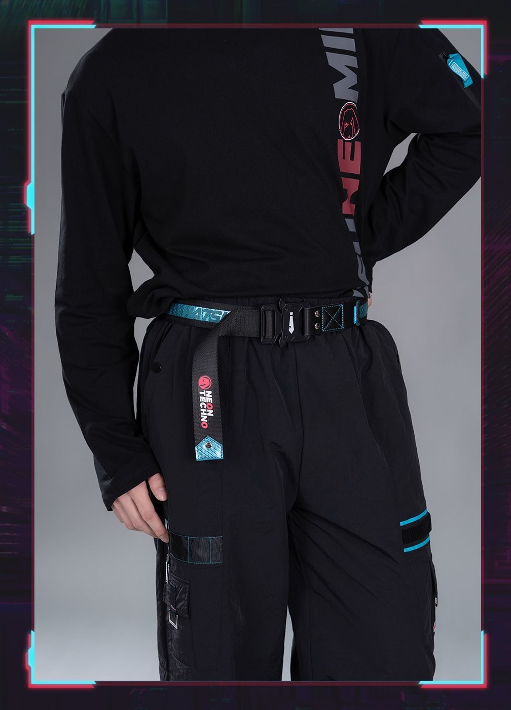 Moeyu Hatsune Miku Neon-Electronic Style Techwear-Inspired Unisex Canvas Belt