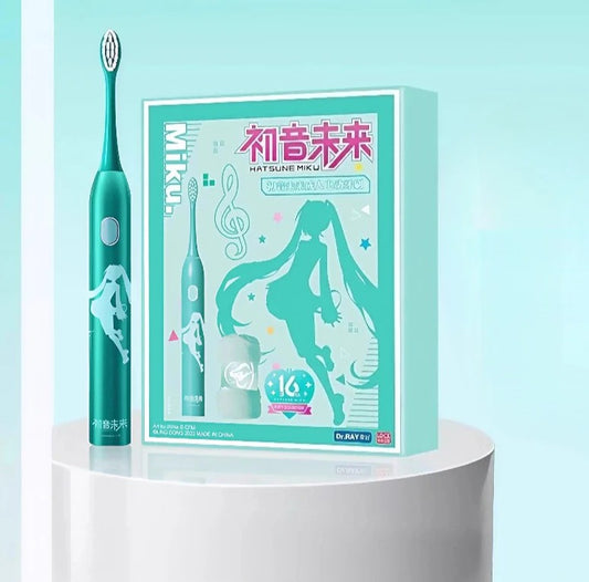 Official Hatsune Miku Themed Rechargeable Ultrasonic Electric Toothbrush for Adults Soft Bristles, Gift Box Set