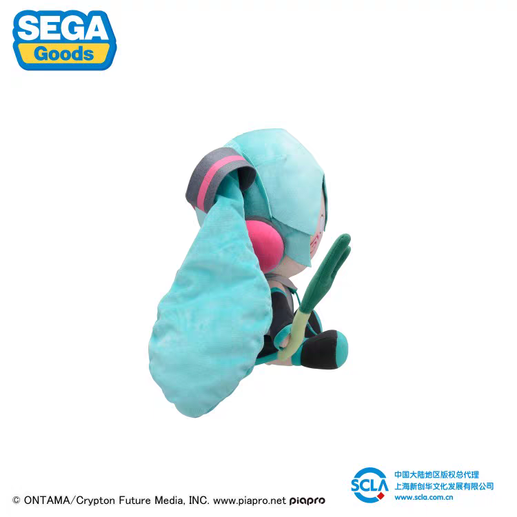 32cm Blue Hatsune Miku Holding Green Onion Sitting Doll Plush