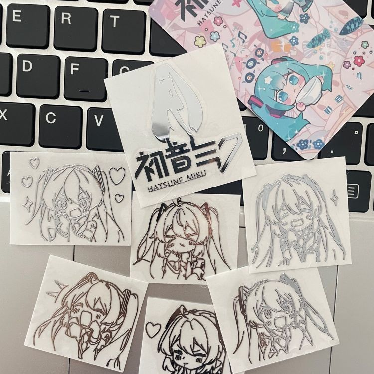 Hatsune Miku Metal Decorative Sticker – Waterproof Decal for Phones, Computers, Laptops, and Headphones
