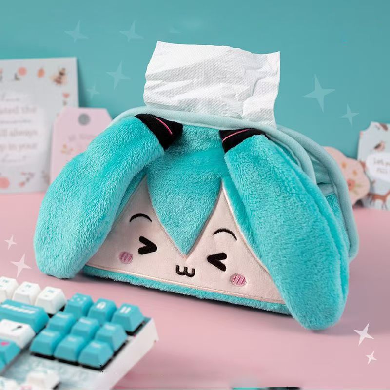 Hatsune Miku Cute Tissue Box Cover-Squinted Eyes Plush